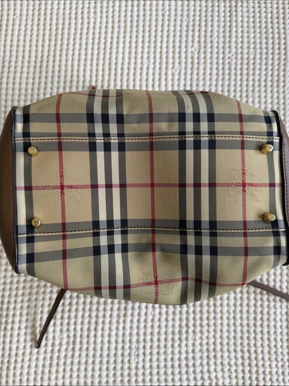 Burberry Authentic Classic Brown Plaid Tote Bag